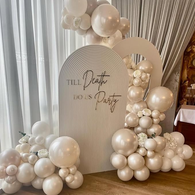 Pearl White Sand Balloons Different Sizes, Pearl Beige Balloons Garland Arch in 18 12 10 5 Inch Ivory Cream Boho Neutral Balloon for Wedding Bridal Shower Graduation Birthday Engagement Anniversary
