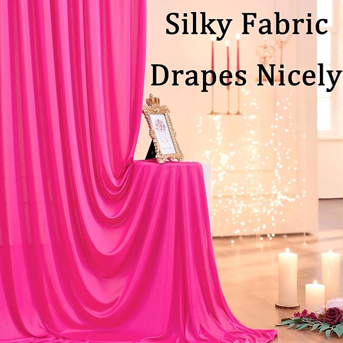 20ftx10ft Wrinkle Free Fuchsia Backdrop Curtains for Parties, Thick Polyester Hot Pink Photo Backdrop Drapes 4 Panels 5x10ft for Weddings Birthday Photography Background Curtains