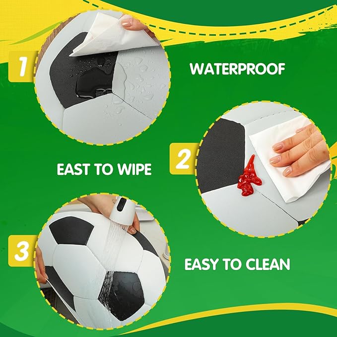 Remerry 14 Inch Leather Soccer Placemats Set of 6 Soccer Shape Table Mats for Sport Ball Birthday Party Decorations Heat Resistant Sport Ball Place Mat for Game Day Sportball Party Favors Kitchen