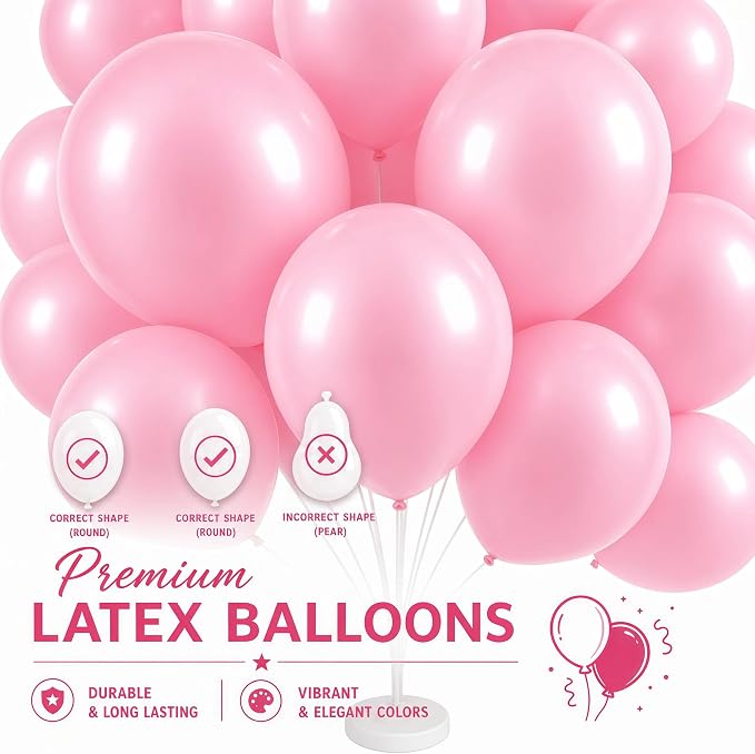 Balloon Column Kit for Floor- Set of 2,Balloon Columns with Stand, Base and Pole,Balloon Tower Backdrop Decoration for Wedding, Baby Shower, Birthday Party, or Bachelorette Parties (Light Pink)