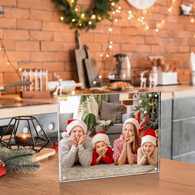 TWING Acrylic Picture Frames 8x10 5 Pack,12+12MM Thick Double Sided Photo Frame,Clear Magnetic 8 by 10 Picture Frame,Self Standing Block Frame Gift Ideal