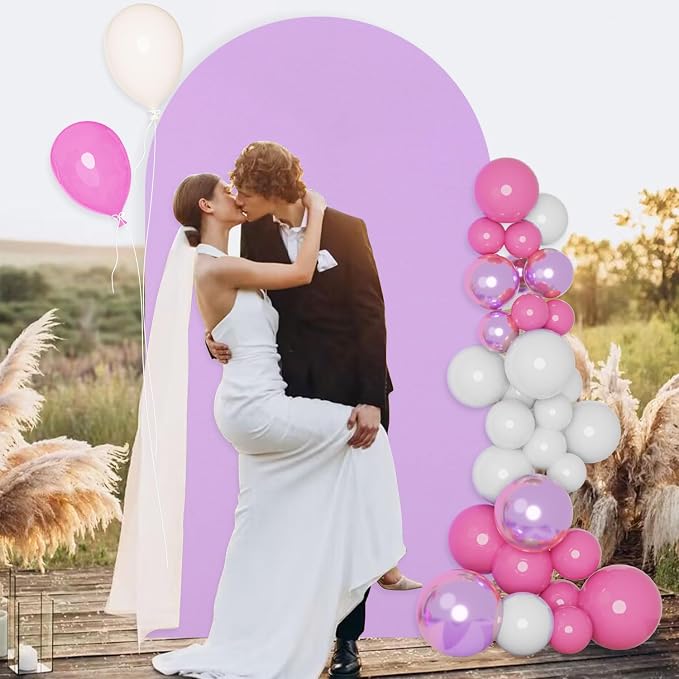 FUHSY Arch Covers Set of 3 Wedding Arch Backdrop Cover 4FT 5FT 6FT Lavender Backdrop Arched Covers Happy Birthday Arches Frame Cover for Bridal Baby Shower Party Decoration