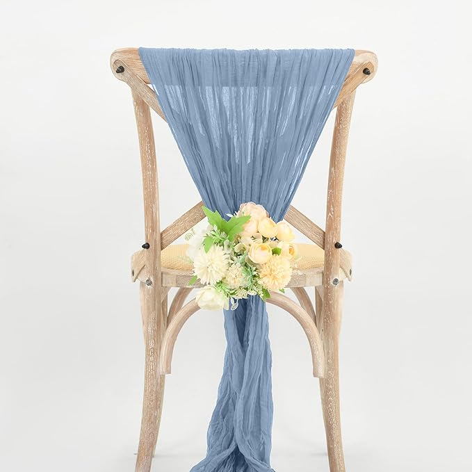 8 Pack 10Ft Cheesecloth Table Runner Dusty Blue, 20 x 120 Inch Rustic Gauze Boho Cheese Cloth Wedding Long Table Runner for Wedding Party Bridal Shower Decoration