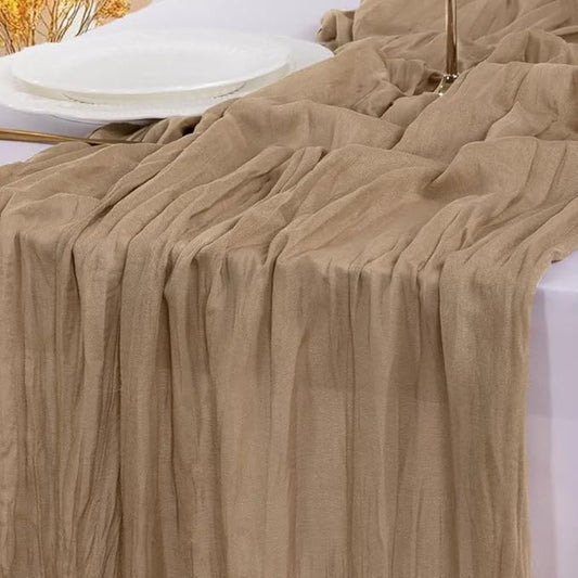 Cheesecloth Table Runner | Boho Fabric Cheese Cloth Table Runner Rustic Sheer Table Runners for Wedding, Bridal Shower, Birthday Party Décor(Nude,Pack of 3)