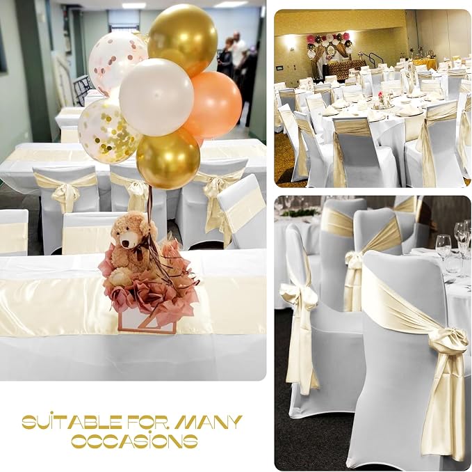 15 Pack Satin Table Runners 12 x 108 Inch Long, Ivory Table Runners for Rectangle Round Tables,Smooth Satin Table Runner for Wedding,Birthday Party Banquets Graduation Engagements Decoration