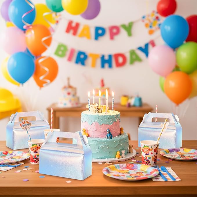 UnicoPak 30 Pack Iridescent Party Favor Bag Boxes, Goodie Favor Boxes for Treats Cookies Candies, Ideal for Theme Birthday Party, 6.5x3.5x3.5 Inches