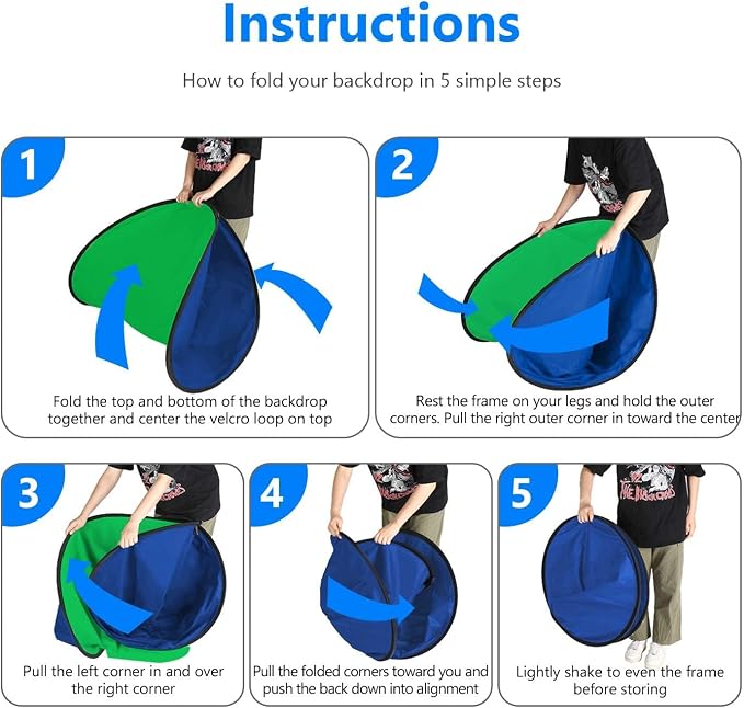 5x7ft/1.5x2m Chromakey Backdrop with 7.8ft/2.4m Stand, 2-in-1 Green Screen and Blue Screen Reversible Collapsible Background Panel for Photography Studio, Live Streaming, Video Shooting, Games