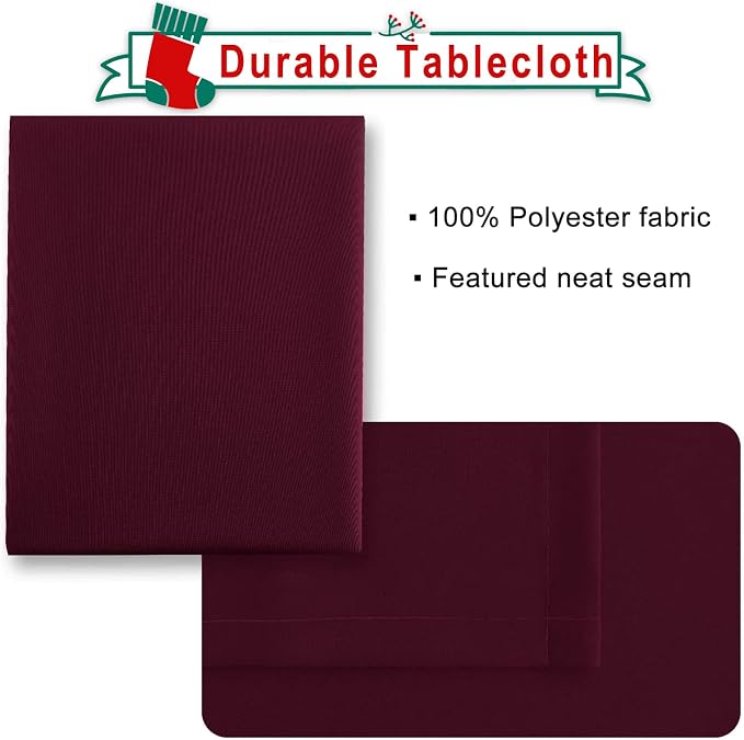 Hiasan Burgundy Rectangle Tablecloth - Waterproof and Spillproof Washable Fabric Table Cloth for Dining Room Kitchen Party and Outdoor, 70 x 108 Inch
