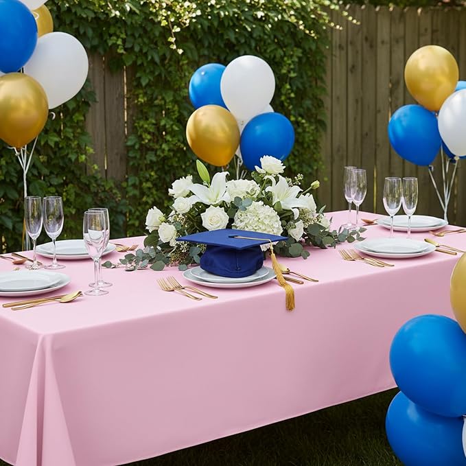 Fixwal 2 Pack Pink 60 x 102 Inch Rectangle Tablecloths, Reusable Heavy Duty Washable Polyester Table Covers for 6 Ft Tables, Baby Shower, Birthday, Wedding, Party, Outdoor