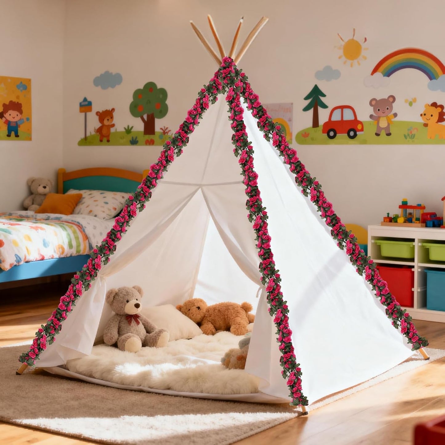 10 Pcs 82FT Flower Garland, Artificial Rose Garland Flowers Plants Fake Flower Hanging Rose Ivy, Birthday Party Valentine's Day Wedding Wall Arch Decor（Fuchsia）