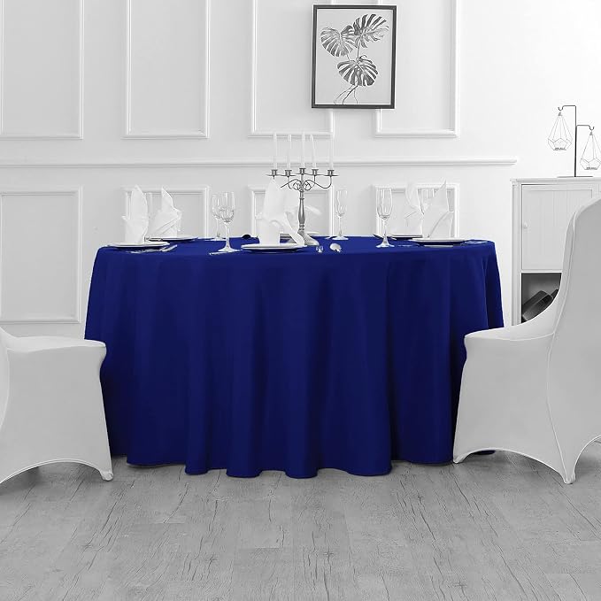 6 Pack Royal Blue Round Tablecloths 108 Inches Table Cloth Stain and Wrinkle Resistant Washable Polyester Table Cover Fabric for Party, Wedding,Dining,and Banquet Decoration