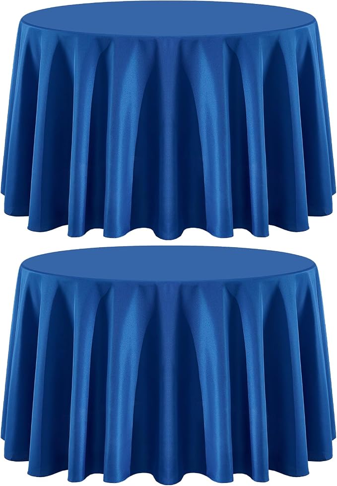 Round Tablecloth 120 Inch 2 Pack Royal Blue Tablecloths Washable Decorative Linen Polyester Table Clothes Cover for Dining Table Banquets Buffet Parties and Wedding