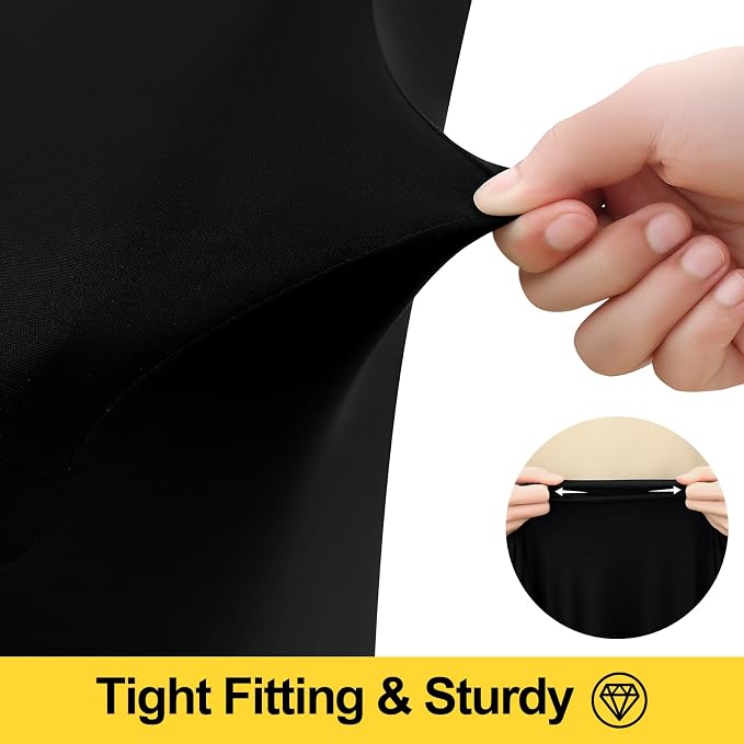 Smiry Spandex Tablecloth, Elastic Fitted Stretch Tablecloth for 4FT Rectangle Tables, Waterproof Washable Table Cover Skirt for Outdoor, Wedding, Banquet & Parties (Black, 48Lx30Wx30H Inch)