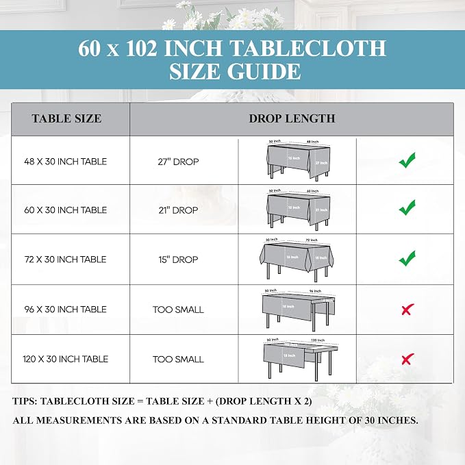 VidaFete Tablecloth 60 * 102inch 2pack Rectangle Table Cloth Polyester, Stain Wrinkle Resistant Dining Table Cover for Kitchen Dinning Party Wedding Rectangular Tabletop Buffet Decoration(White)