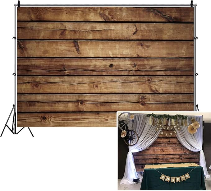 Wood Backdrops for Photography Rustic Brown Wooden Backdrop Banner LFEEY 5x3ft Vinyl Seamless Vintage Worn Wood Boards Background Newborn Baby Adults Wedding Birthday Party Decorations Props