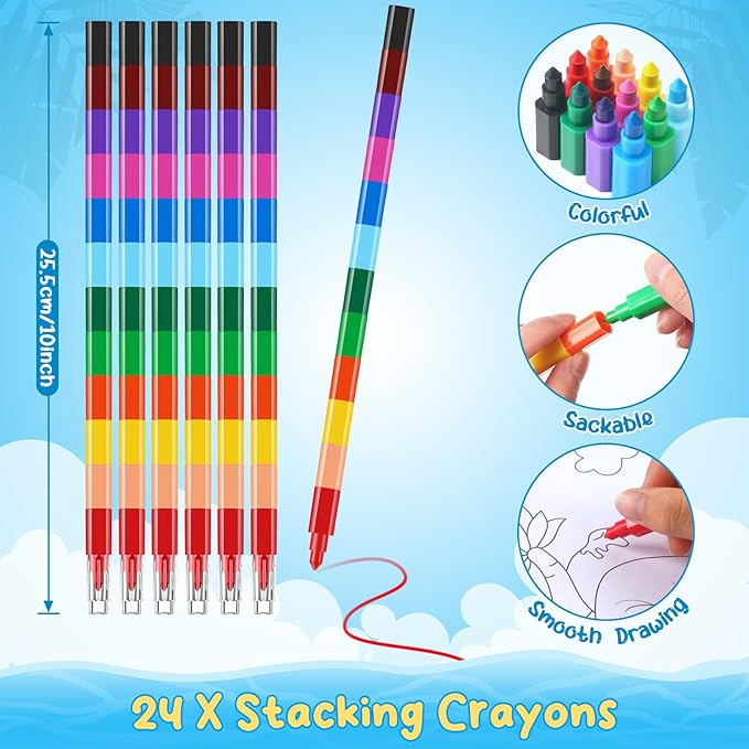 BenLouis 24 Dinosaur Mini Coloring Books Kids with 24 Stacking Crayons Dino Birthday Party Favors Activity Books Bulk for Kids Jurassic Goodie Bag Gift Stuffer Classroom Reward