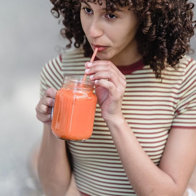 [300 Pcs] Biodegradable Compostable Disposable Colorful Straws - PLA Plant Based Drinking Straws for Juice Coffee Cocktail Cold Drinks (8.25" LongX0.23" Wide)