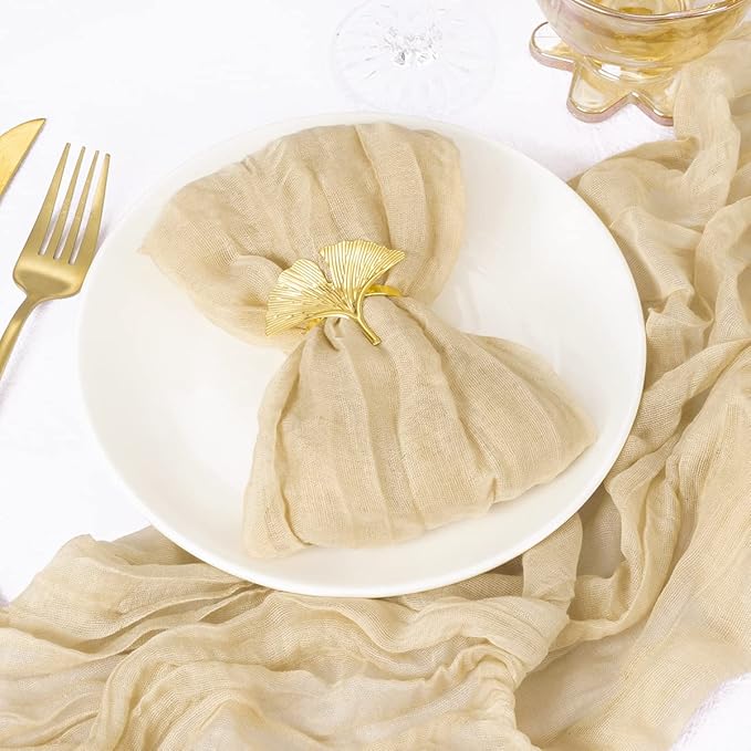 DeZerlor 50 Pack Champagne Cheesecloth Napkins Spring Cloth Napkins Set of 50 Champagne Dinner Napkins Bulk 21x21 Inches for Wedding Bridal Shower Baby Shower Parties