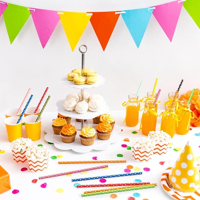 200PCS Multi-Color Biodegradable Paper Straws for Party Supplies,Birthday,Bridal/Baby Shower, Christmas Decorations and Holiday Celebrations (Dot)
