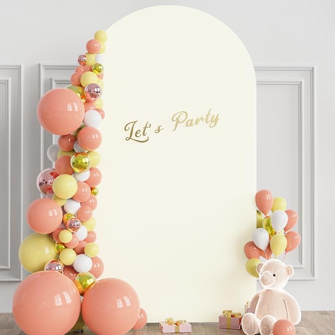Wokceer 7.2 FT Wedding Arch Backdrop Stand and Arch Cover Metal Arch Stand with Arch Stand Cover for Birthday Party Wedding Ceremony Bridal Baby Shower Event Decor