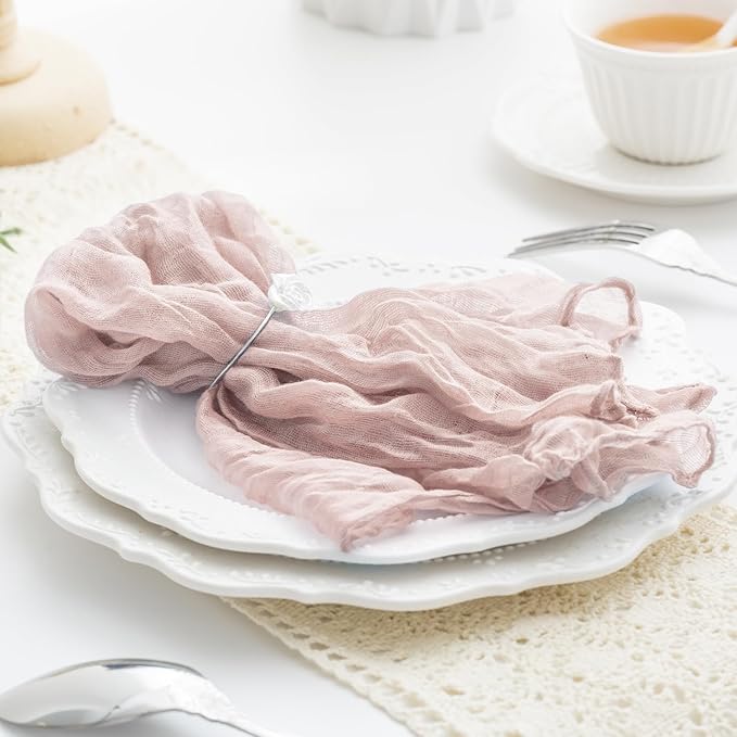100 Pack Dusty Pink Cloth Napkins 21x21 Inches Dusty Pink Cheesecloth Napkins Set of 100 Washable Dinner Table Napkins for Wedding Bridal Baby Shower Party Rustic Boho Cotton Gauze Party Table Decor