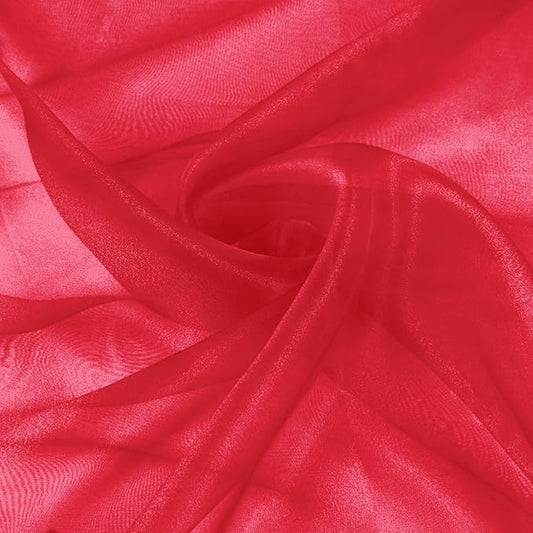 VACVELT Sheer Organza Fabric by The Yard, 60 Inch Wide Red Organza Fabric Bolt Bridal Sheer Tulle Fabric, Silk Organza Fabric Roll for Wedding Party Decorations Backdrop Curtain (10 Yards)