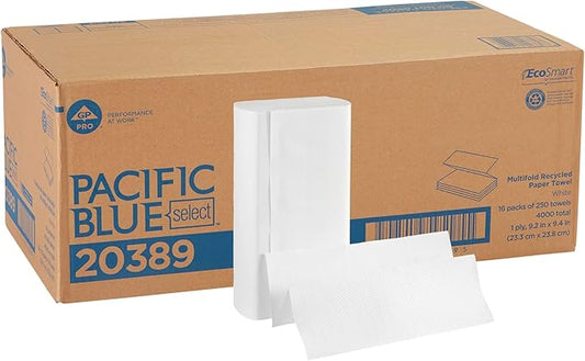 Georgia-Pacific Pacific Blue Select Multifold Paper Towels by GP PRO (Georgia-Pacific), 20389, 250 Paper Towels Per Pack, 16 Packs Per Case