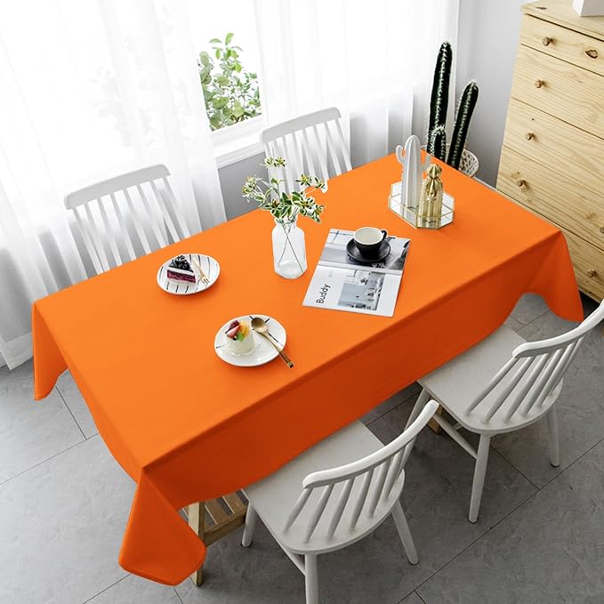 6 Pack Tablecloth 60 x102 inch Polyester Table Cloth for 6 Foot Rectangle Tables,Stain and Wrinkle Resistant Washable Fabric Table Covers Polyester Orange Table Clothes for Wedding,Party,Banquet
