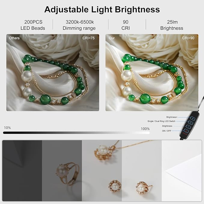 PULUZ Light Box for Product Photography, 20"x20" Portable Photo Studio Large Photo Booth Lightbox Jewelry Food Photography Picture Box with Dimmable 160 LED Lights & 12 Color Backdrops
