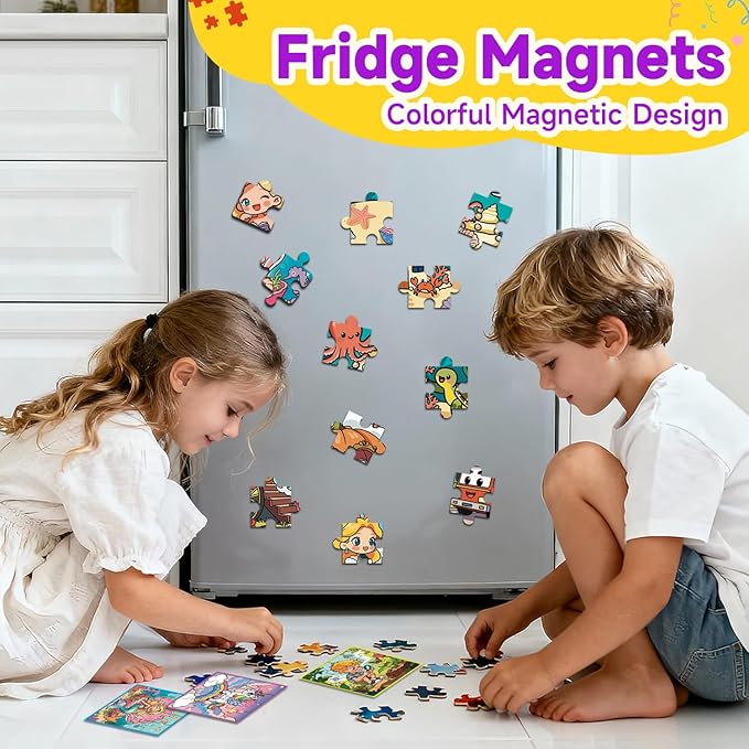 WAWIBEE12 Pack Easter Party Favors for Kids, Magnetic Puzzle Books Bulk for Toddlers 3-5 & Kids 4-8, Goodie Bag Stuffers, Classroom Prizes, Birthday Return Valentine’s Day Gifts, Travel