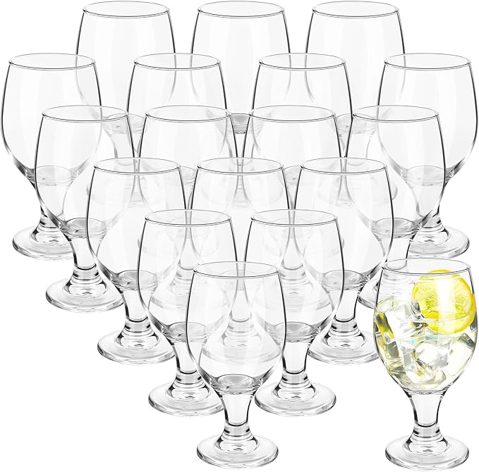 Patelai Set of 18 Water Goblet, 13.5 oz Clear Drinking Glasses Bulk Dishwasher Safe, Stemmed Water Glass for Juice Wine Beer Tea Sangria Cold Beverages, Reusable Glassware for Home Party Restaurant