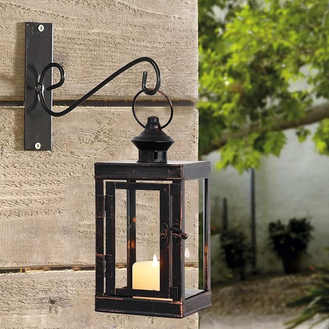 Large Lantern Decorative Outdoor & Indoor, Set of 2 (14’’&10’’) Metal Candle Lanterns Decor, Vintage Hanging Candle Holder for Front Porch Patio Wedding Farmhouse Home, Spring Decoration