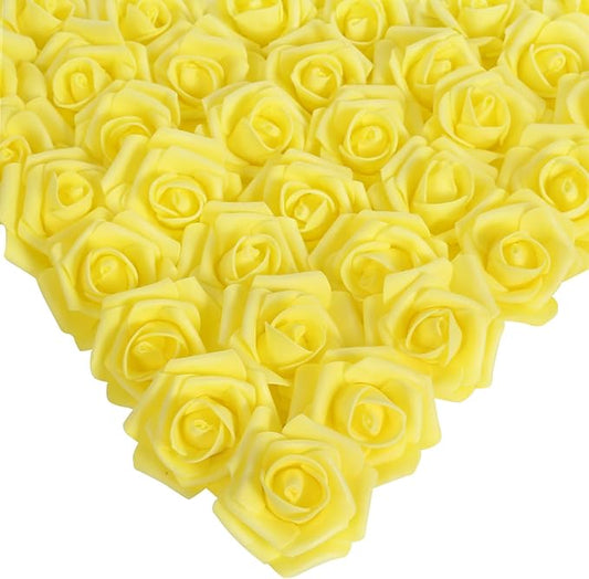 Foam Roses,200Pcs Rose Flower Heads 1.97in Foam Flowers Artificial Rose Flower Heads for Crafts DIY Wedding Centerpieces Arrangements Home Decorations(Yellow)