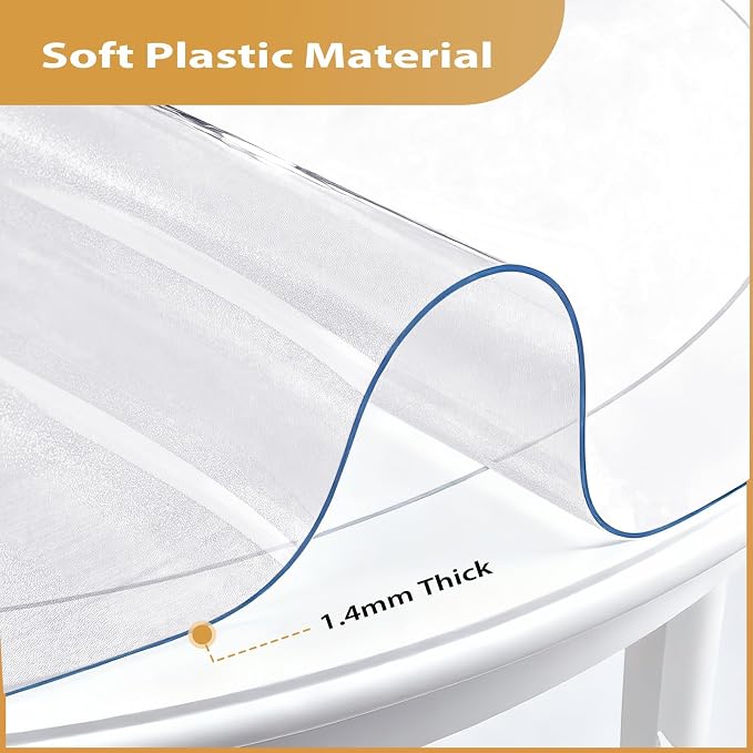42in Round Frosted PVC Table Protector 2mm Waterproof Pad | Clear Desk Cover, Clear Desk Mat, Table Cover Tablecloth Protector Rectangle, Table Protector for Dining Room Table