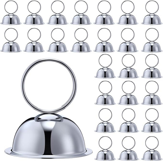 MorningRo 24 Pcs Wedding Table Place Card Holders Metal Table Number Holders Stand Sign Tabletop Menu Stands Sign for Wedding Christmas Restaurant Banquet(Silver)