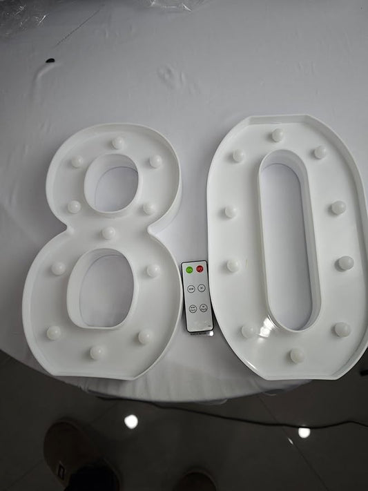 12.6 Inch LED Marquee Light Up Numbers 80 with Happy Birthday Music, Remote 80th Birthday Number Lights as Gifts for Women Men, Lighted Marquee Numbers for Table Party Decorations
