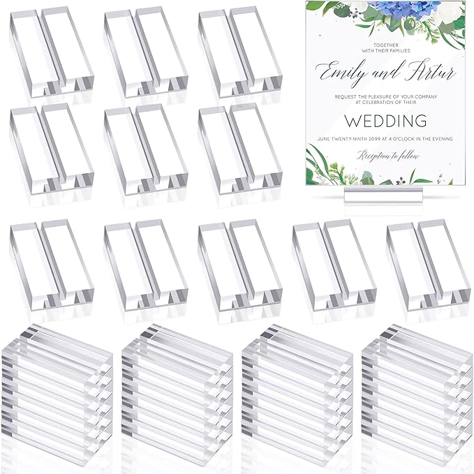 Roowest 100 Pcs Wedding Acrylic Place Card Holders Gifts Clear Table Number Holders 2 Inch Place Stands Acrylic Display Stand for Banquet Menu Dinner Home Party Events Decoration