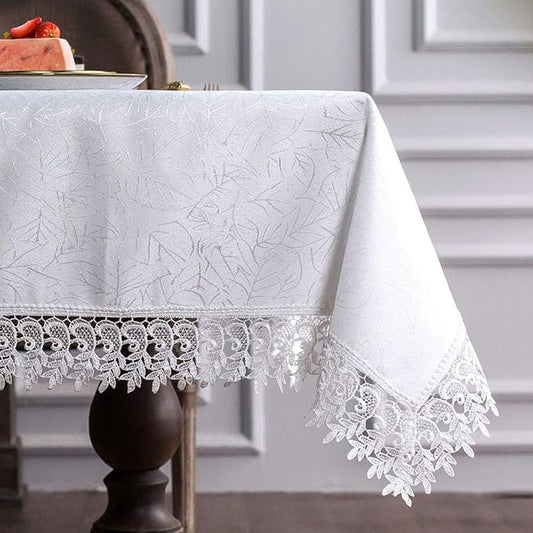 ARTABLE Lace Table Cloths Rectangle Fall Antique Flower Decor Macrame Tablecloth for Outdoor Farmhouse Rustic Kitchen Party Birthday Picnic (White-1, 60 x 104 Inch)