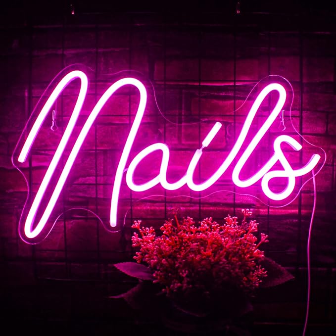 Nails Neon Sign Led Pink Neon Light Up Signs for Wall Decor Usb Neon Lights for Nail Salon Beauty Room Decor Indoor Outdoor Lights for Bedroom Shop Room