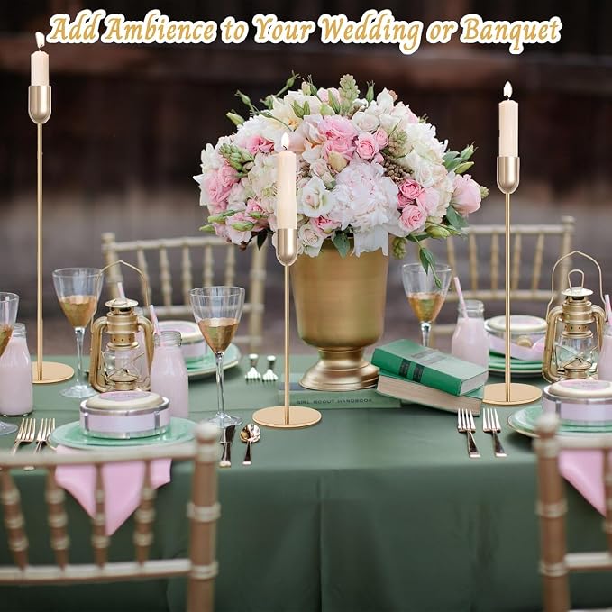 54 Pcs Glod Candle Holders Set,Vintage Taper & Pillar Candle Sticks for Wedding,Dining Table, Fireplace Mantel, Elegant Home Decor, Housewarming Gift, Festive Centerpiece