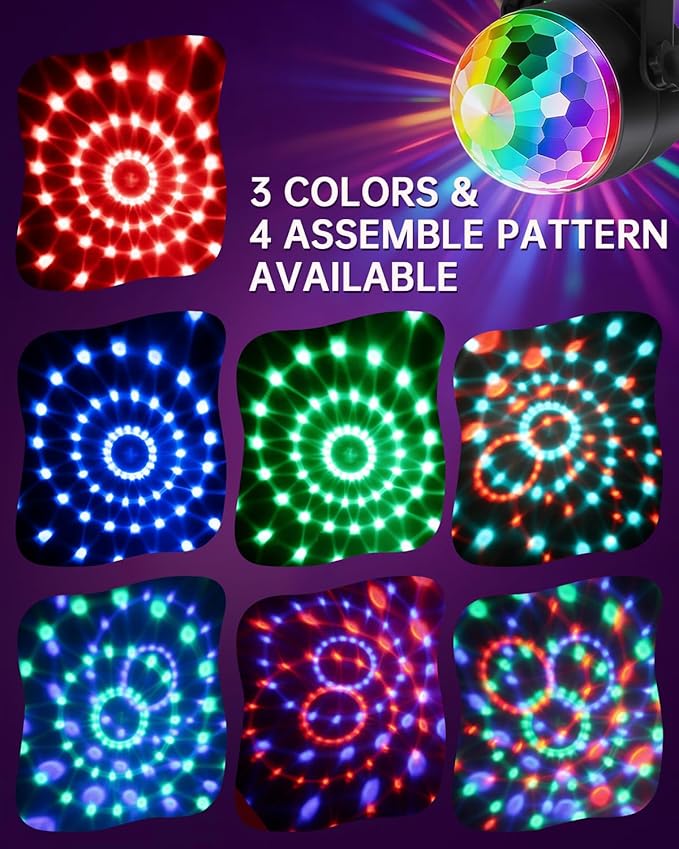 Luditek 4-Pack Disco Ball Light, Sound Activated DJ Strobe Light w/Remote, Battery Powered USB, Portable Party Supplies for Indoor Large Home Room Dance Karaoke Christmas Decorations