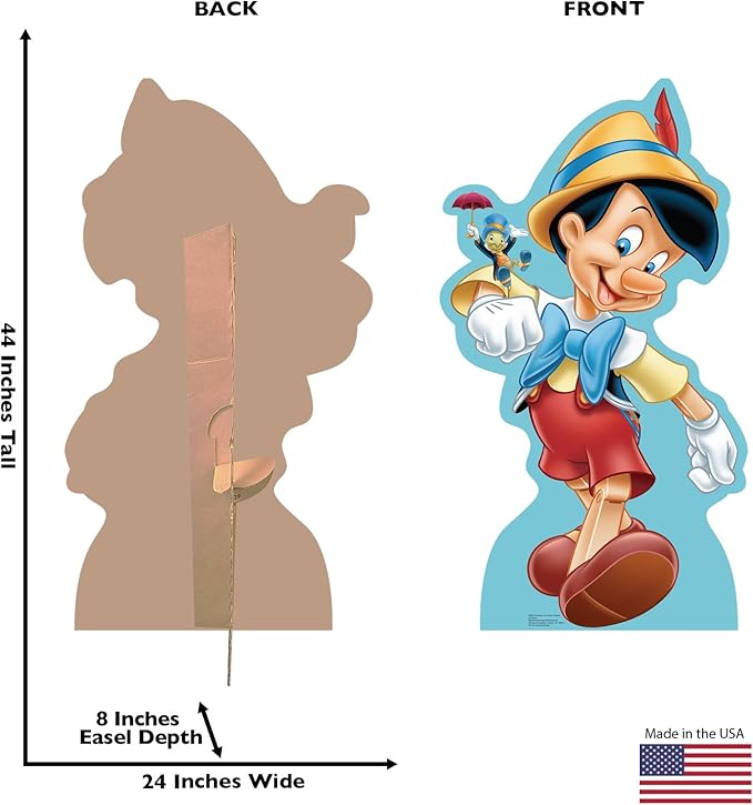 Cardboard People Pinocchio & Jiminy Cricket Life Size Cardboard Cutout Standup - Disney's Pinocchio