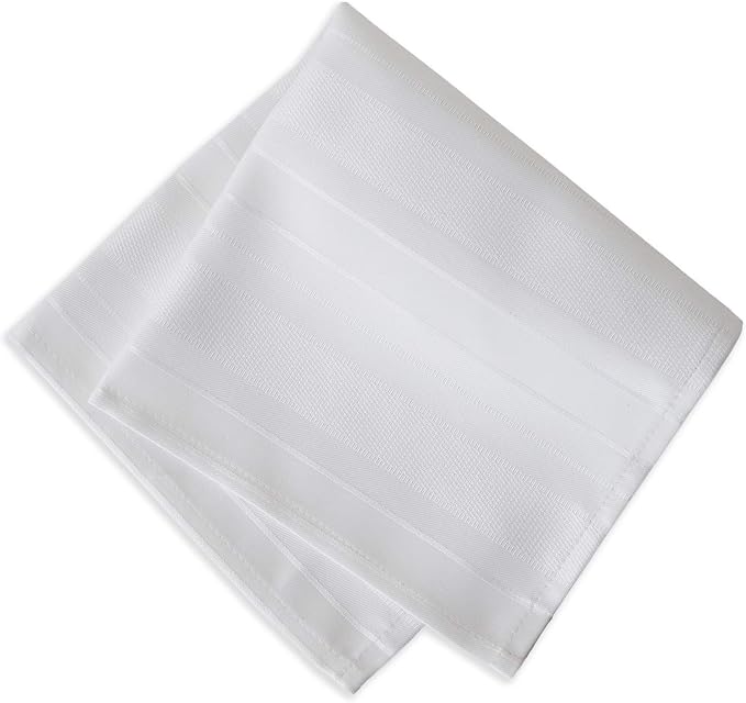Newbridge 60 x 84 Inch Rectangle White Fabric Tablecloth, Denley Satin Stripe, Heavy Weight No Iron Polyester Holiday Dining & Party Table Cover
