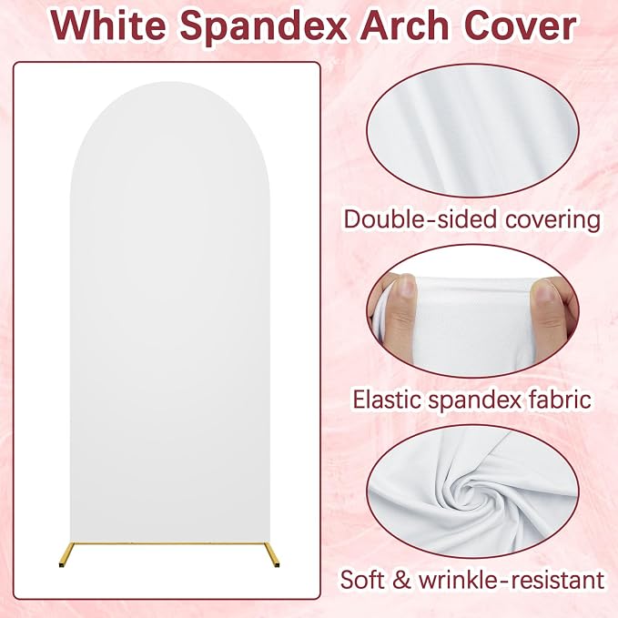 6FT Wedding Arch Backdrop Stand and Cover Set, Metal Balloon Arch Stand and Cover for Birthday Party Wedding Ceremony Bridal Baby Shower Graduation Decoration