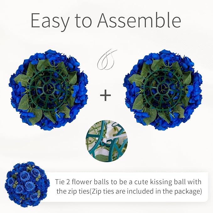 Blue Flowers Balls for Centerpieces: 10 PCS 15.7" Diam Flower Centerpieces for Tables in Wedding Reception Decorations Arrangement for Party Celebration Planners