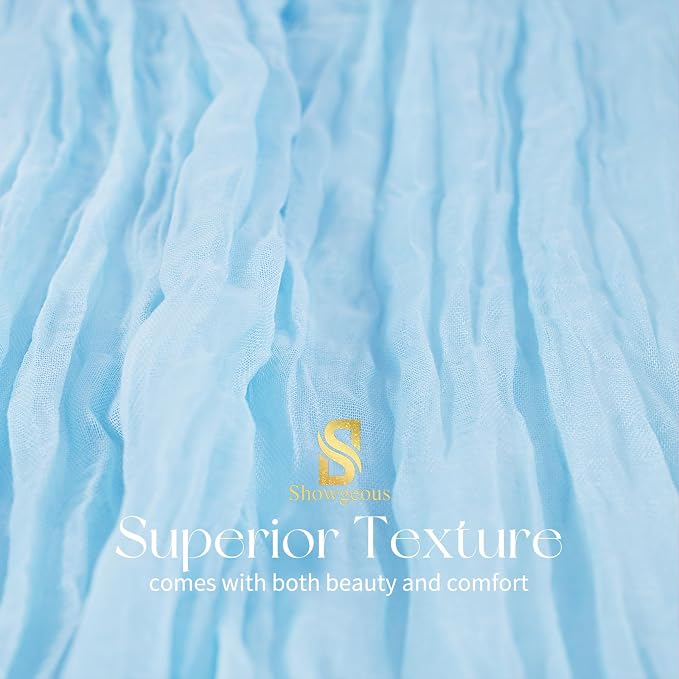 4 Pack Baby Blue Cheesecloth Table Runner 17 x 108 inch Boho Gauze Table Runner Rustic Sheer Cheese Cloth Table Decorations for Wedding Party Baby Bridal Shower Birthday Holiday Home