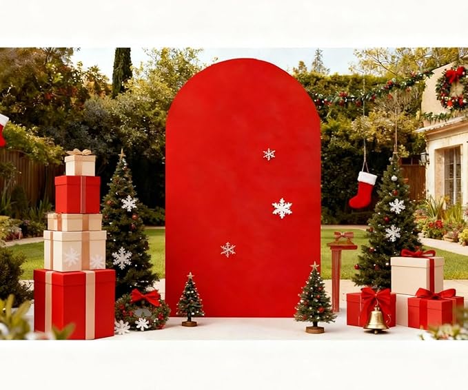 6.6 FT Red Spandex Arch Backdrop Cover for Birthday Party Decor, Red Wedding Arch Covers