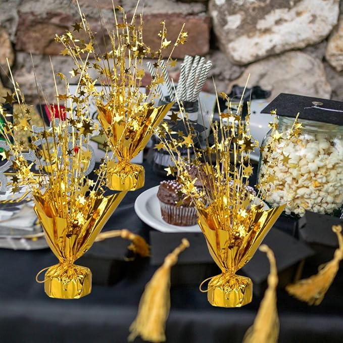 6 Pack Metallic Foil Spray Centerpiece Star Table Decoration Burst Table Centerpieces for Birthday Wedding Anniversary Graduation Holiday Party Supplies Decor, Gold