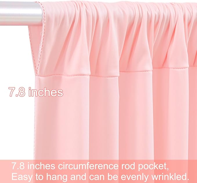 4 Panels Blush Pink Backdrop Curtains for Wedding Party Wrinkle Free Backdrops Curtain Drapes Fabric Decorations Photo Back Drop Cloth for Baby Shower Photography Stage Reception 20ft(W) x 12ft(H)