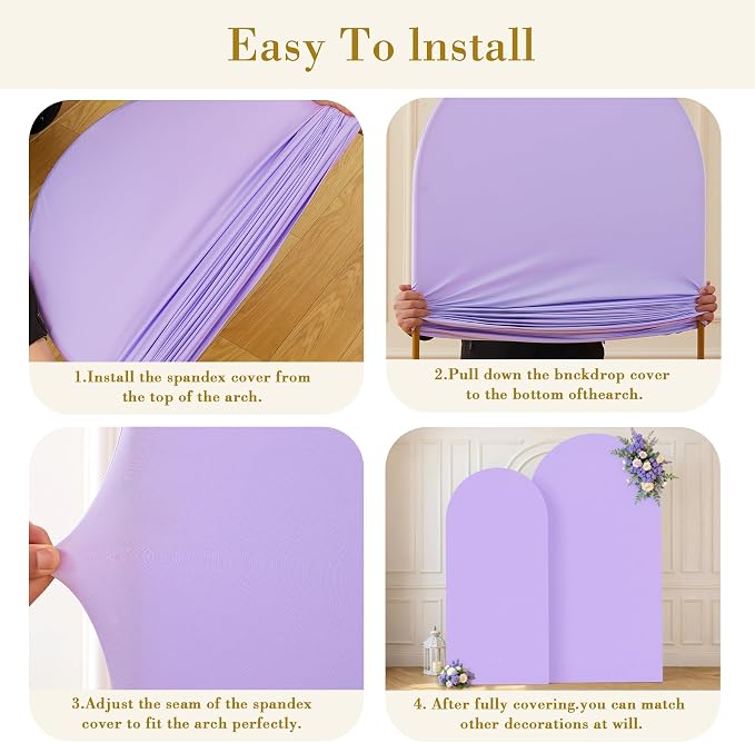Lavender Photo Arch Backdrop Cover Set of 2-7.2 and 6ft Light Purple Arch Covers Stretchy Backdrop Baby Shower Girls Lilac Spandex Balloon Arch Stand Covers for Birthday Party Wedding Bridal Shower